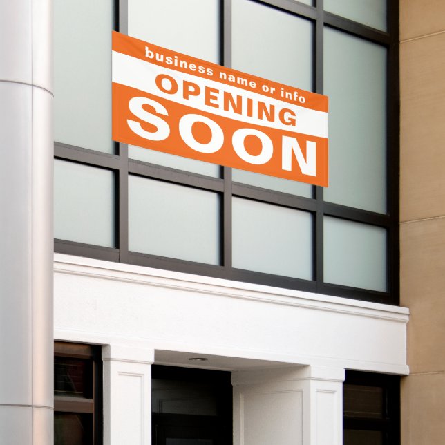 Eröffnung bald Geschäft Orange weißes Outdoor-Bann Banner (Äußeres Gebäude)