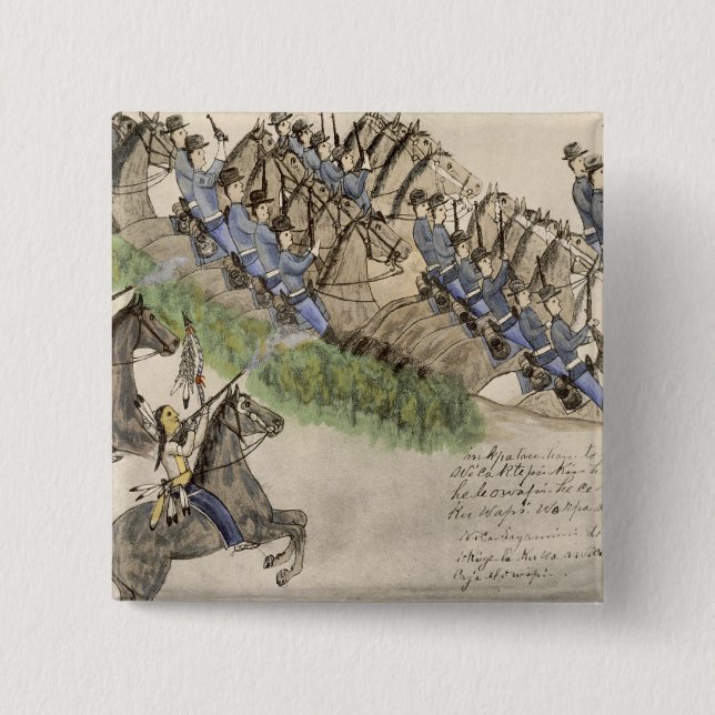 Eröffnung dem Kampf des Little Big Horn (Tinte Button (Vorderseite)