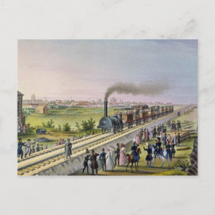Eröffnung der ersten Eisenbahnstrecke Postkarte