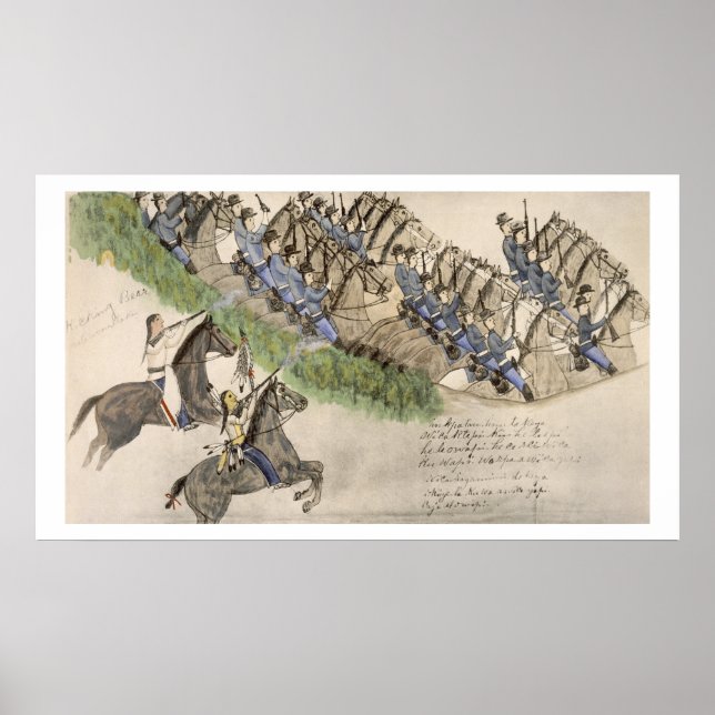 Eröffnung der Schlacht am kleinen großen Horn (Tin Poster (Vorne)