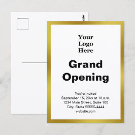 Eröffnungs-Logo Gold Weiß Einladung Postkarte