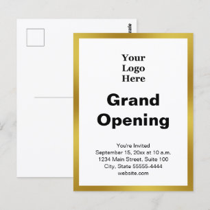 Eröffnungs-Logo Gold Weiß Einladung Postkarte