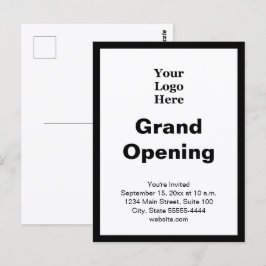Eröffnungs-Logo Schwarz-Weiß-Einladung Postkarte