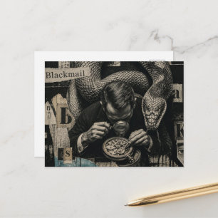 Erpressung Mixed Media Collage Postkarte