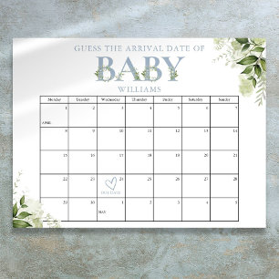 Errate das Ankunftsdatum Grüne Blaue Babyparty Poster