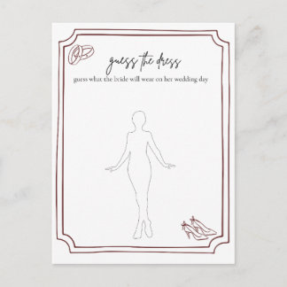 Errate das Brautkleid Hochzeitsdusche-Spiel Postkarte