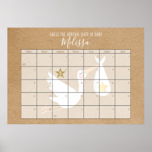 Errate den Geburtstermin Kalender Kraft Baby Showe Poster