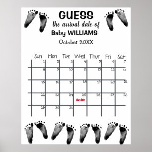 Errate den Geburtstermin-Kalender mit Fußabdrücken Poster