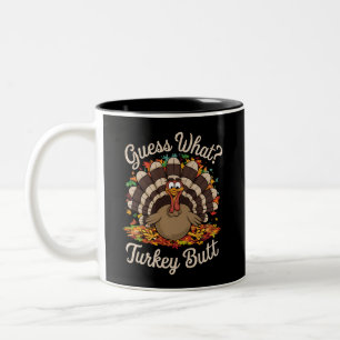 Errate was Truthahn Hintern Lustiger Erntedankfest Zweifarbige Tasse
