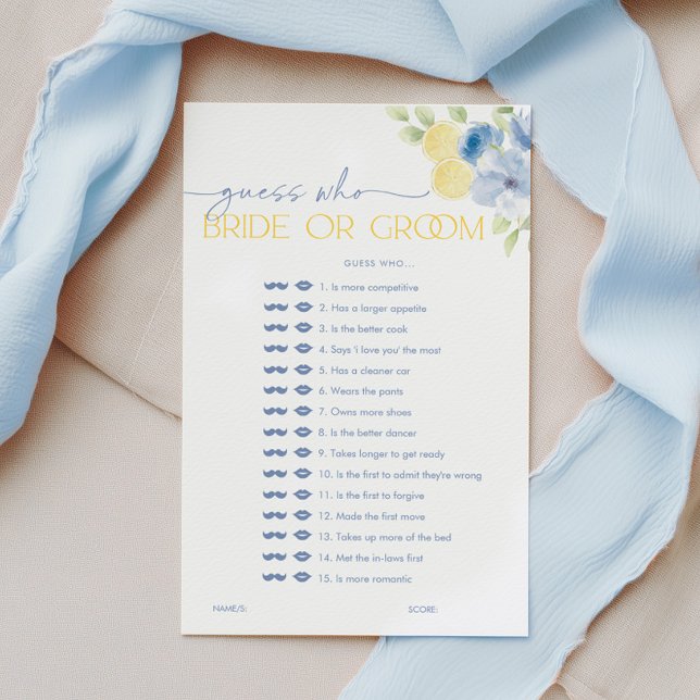 Errate wer Braut oder Bräutigam Zitrus-Junggeselli (Guess who bride or groom? Bridal Shower Game)