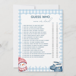 Errate Wer Mama Oder Papa Baby Shower Winter Spiel Einladung