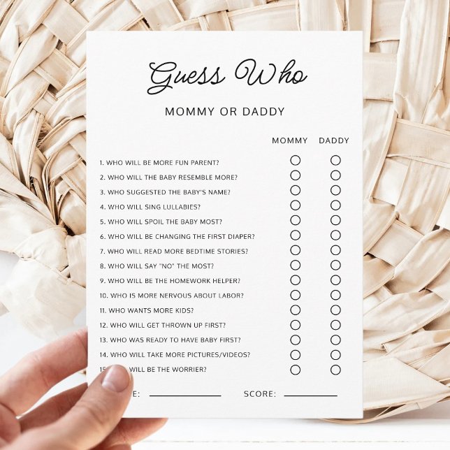 Errate, wer: Mami oder Papi - Baby-Shower-Spielakt Einladung (Von Creator hochgeladen)