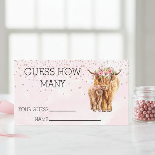 Errate wie viele Baby Shower Highland Kuh Spiel  Visitenkarte