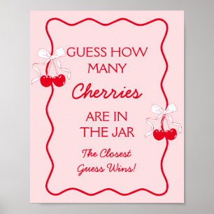 Errate wie viele Kirschen Baby Shower Spiel Poster
