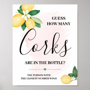 Errate wie viele Korken Lemons Pink Shower Spiel Poster