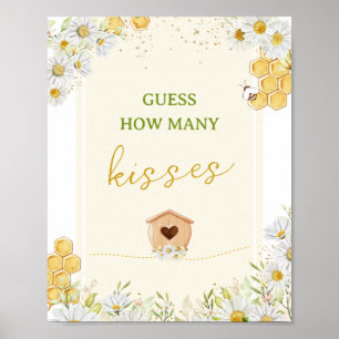 Errate wie viele Küsse Bumblebee Honey Baby Shower Poster