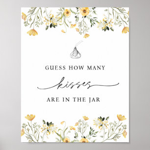 Errate wie viele Küsse sind in der gelben Blumen-V Poster