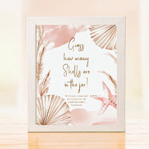Errate, wie viele Muscheln Babyshower-Spiel Poster