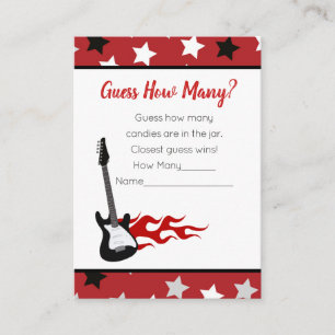 Errate, wie viele rote Rockstar-Baby-Shower-Spiel Begleitkarte