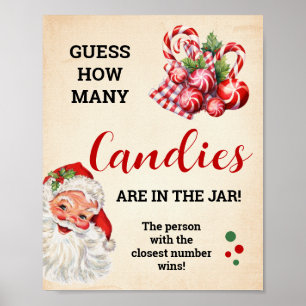 Errate wie viele Süßigkeiten Santa Weihnachts-Spie Poster
