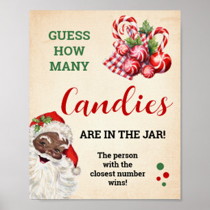 Errate wie viele Süßigkeiten Santa Weihnachts-Spie Poster