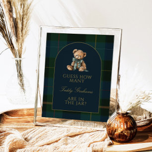 Errate wie viele Teddybären Baby Shower Spiel Schi Poster