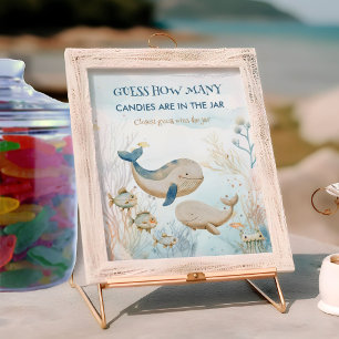 Errate wie viele Wal Babyshower-Spielschild Poster