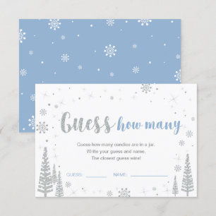 Errate wie viele   Winter Blau Baby Shower Spiel I Einladung