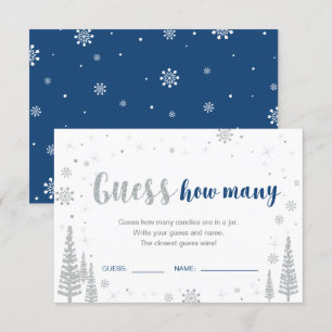 Errate wie viele   Winter Blau Babyshower-Spiel Einladung