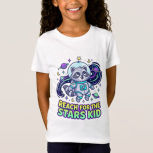 Erreiche die Sterne Kind Süßer Waschbär T-Shirt