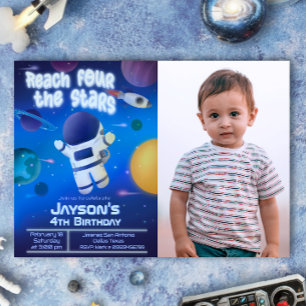 Erreiche die vier Sterne - Weltraum Einladung