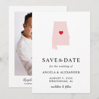 Erröten Alabama Hochzeitskarte Save The Date