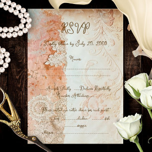 Erröten Aqua Barock Spitze RSVP Karte