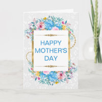 Erröten & Blaue Blumen & Gold Glitter Muttertag
