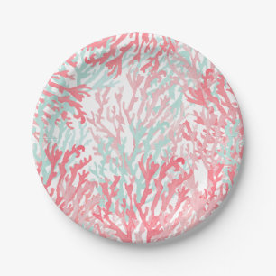 Erröten das rosa aquamarine korallenrote pappteller