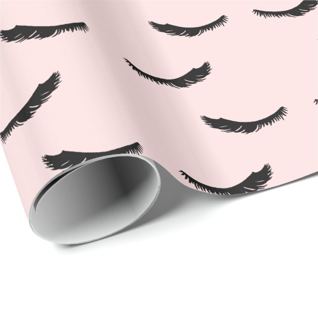 Erröten die rosa schwarzen bezaubernden Wimpern Geschenkpapier (Rolleneckpunkt)