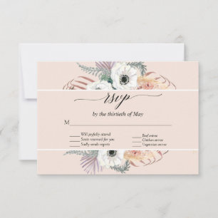 Erröten Floral Boho Pampas Gras Palmwedel RSVP Karte