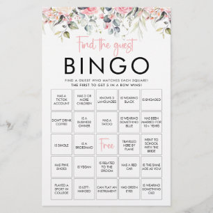 Erröten Floral Finde die Gäste-Bingo-Spielkarte