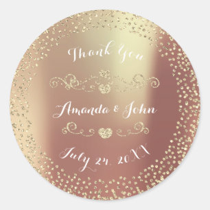 Erröten Gold Glitter Save-the-Date Danke Runder Aufkleber