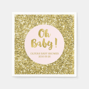 Erröten GoldGlitzerconfetti-oh Baby-Baby-Dusche Serviette