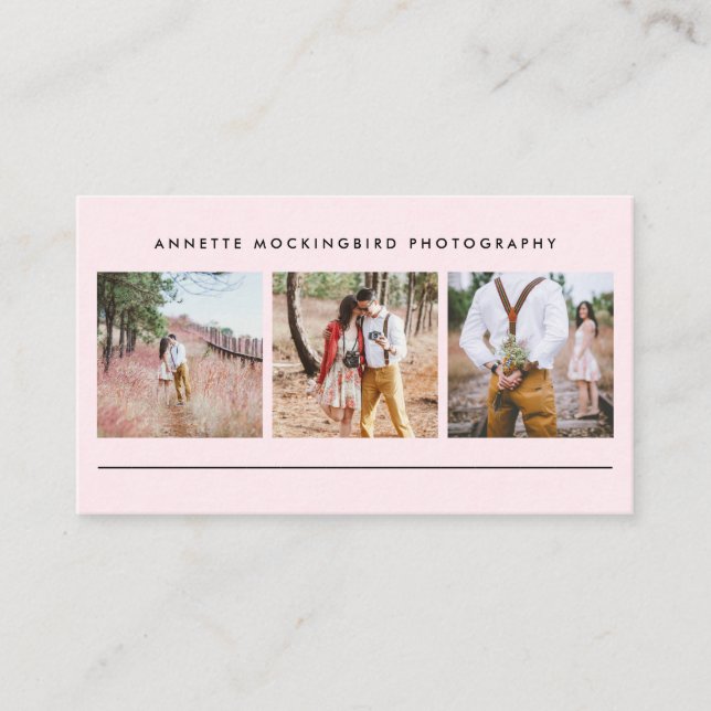 Erröten Minimalistische Fotografie des Rosa-drei Visitenkarte (Vorderseite)
