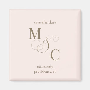 Erröten Minimalistisches Monogramm Hochzeit Termin Magnet