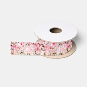 Erröten moderne mit Blumenstreifen des rosa Satinband