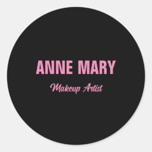 Erröten Pink Schwarz Name Makeup-Artist Geschäftsn Runder Aufkleber