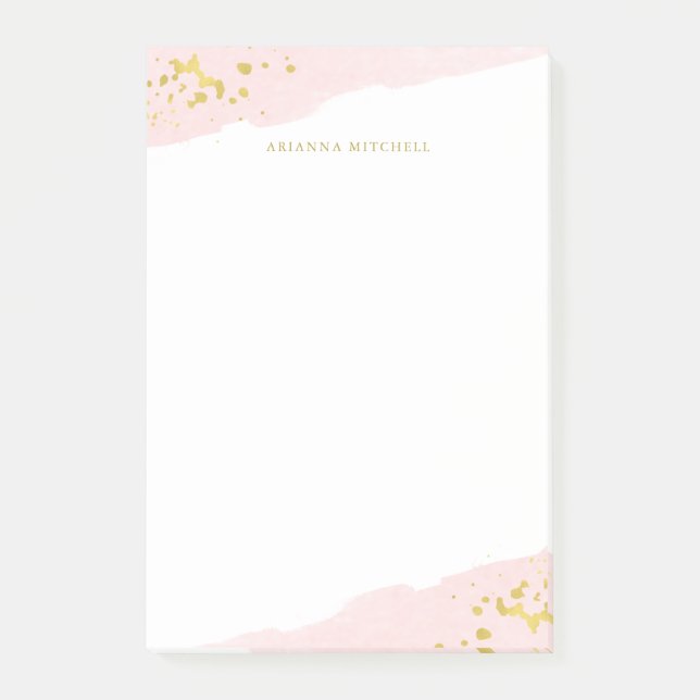 Erröten Romance | Aquarell und Gold Post-it Klebezettel (Vorderseite)