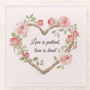 Erröten Romantische Rose Florale Herz Liebe Glasuntersetzer