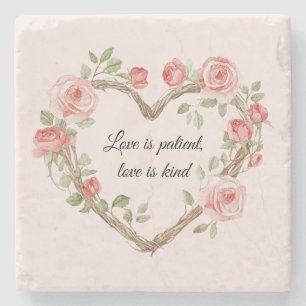 Erröten Romantische Rose Florale Herz Liebe Steinuntersetzer