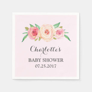 Erröten rosa BlumenBabyparty Serviette