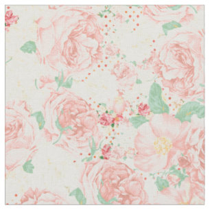 Erröten rosa böhmische Vintage Blumenpastell-Ros Stoff