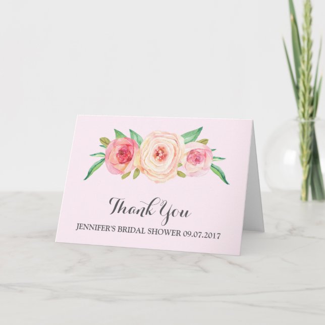 Erröten rosa Brautparty danken Ihnen Dankeskarte (Vorderseite)